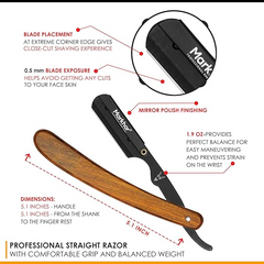 Rose Wood with Matte Black - Cut Throat Razor for Men