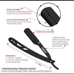 All Matte Black- Cut Throat Razor for Men
