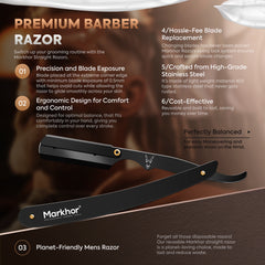 Matte Black - Cut Throat Razor for Men