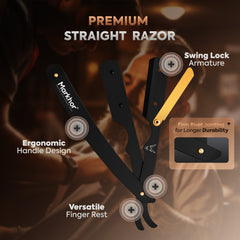 Matte Gold Black- Cut Throat Razor for Men