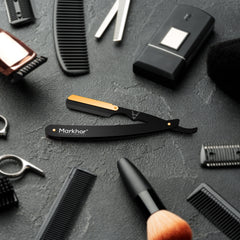 Matte Gold Black- Cut Throat Razor for Men