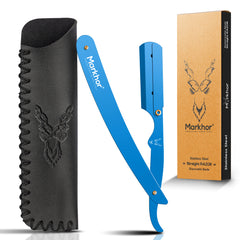 Markhor Premium Straight Razor – Matte Blue Edition