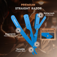 Markhor Premium Straight Razor – Matte Blue Edition