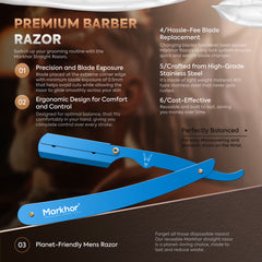 Markhor Premium Straight Razor – Matte Blue Edition