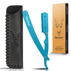 Markhor Premium Straight Razor – Matte Cyan Edition