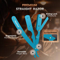 Markhor Premium Straight Razor – Matte Cyan Edition