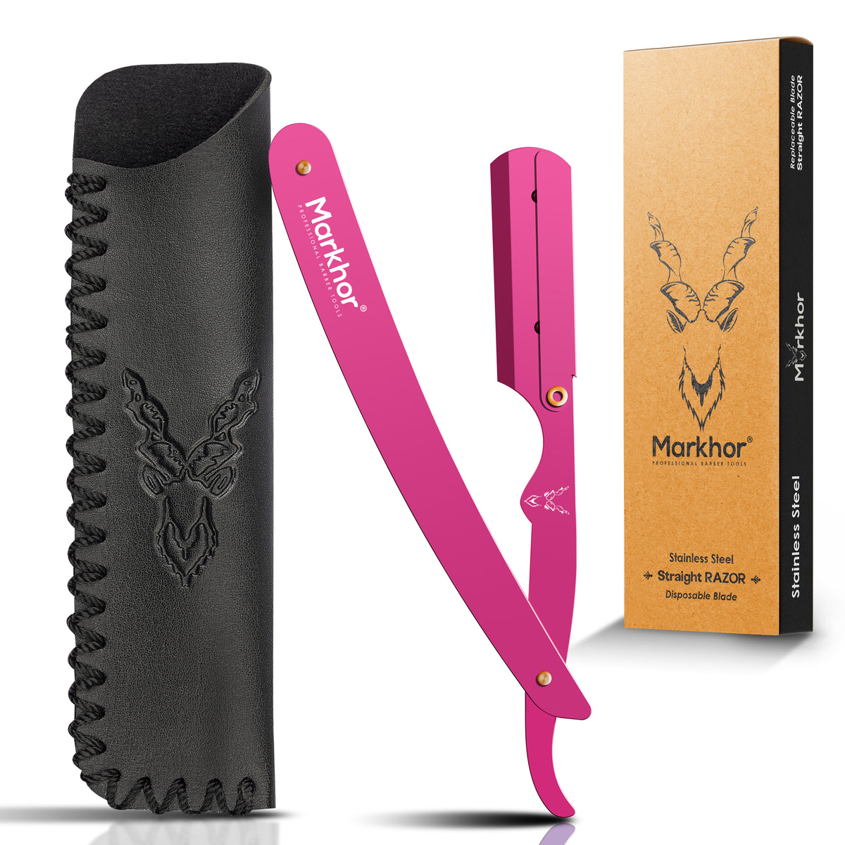 Markhor Premium Straight Razor – Matte Pink Edition