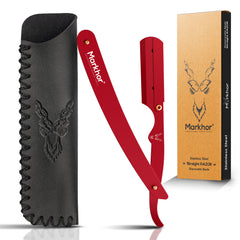 Markhor Premium Straight Razor – Matte Red Edition